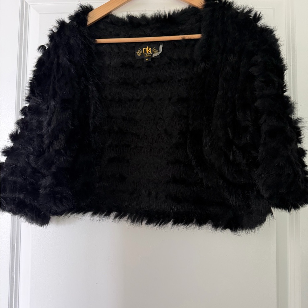 Black (Rabbit) Fur Bolero Jacket -size S